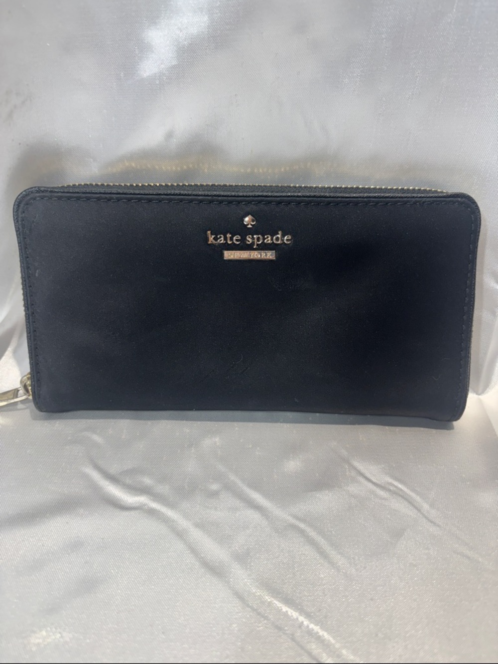 kate spade Black Zip Wallet with Gold Logo